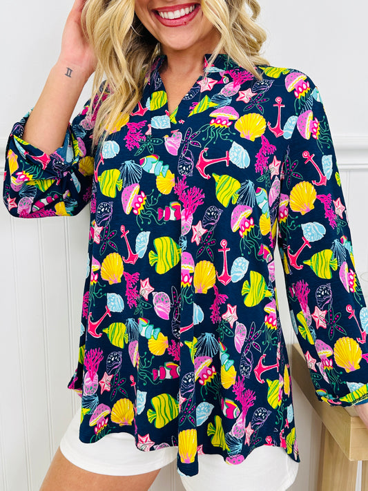 Sweet Like Spring Top in Nantucket Print