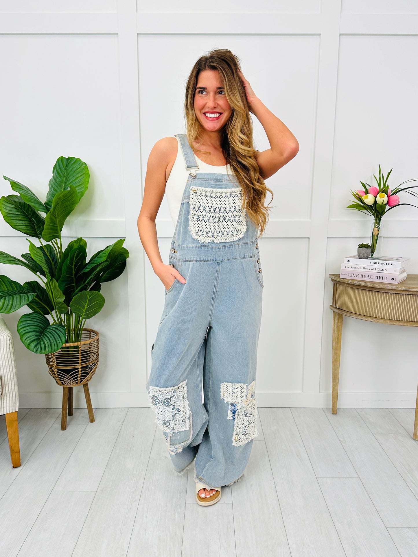 Laced Patchwork Overalls