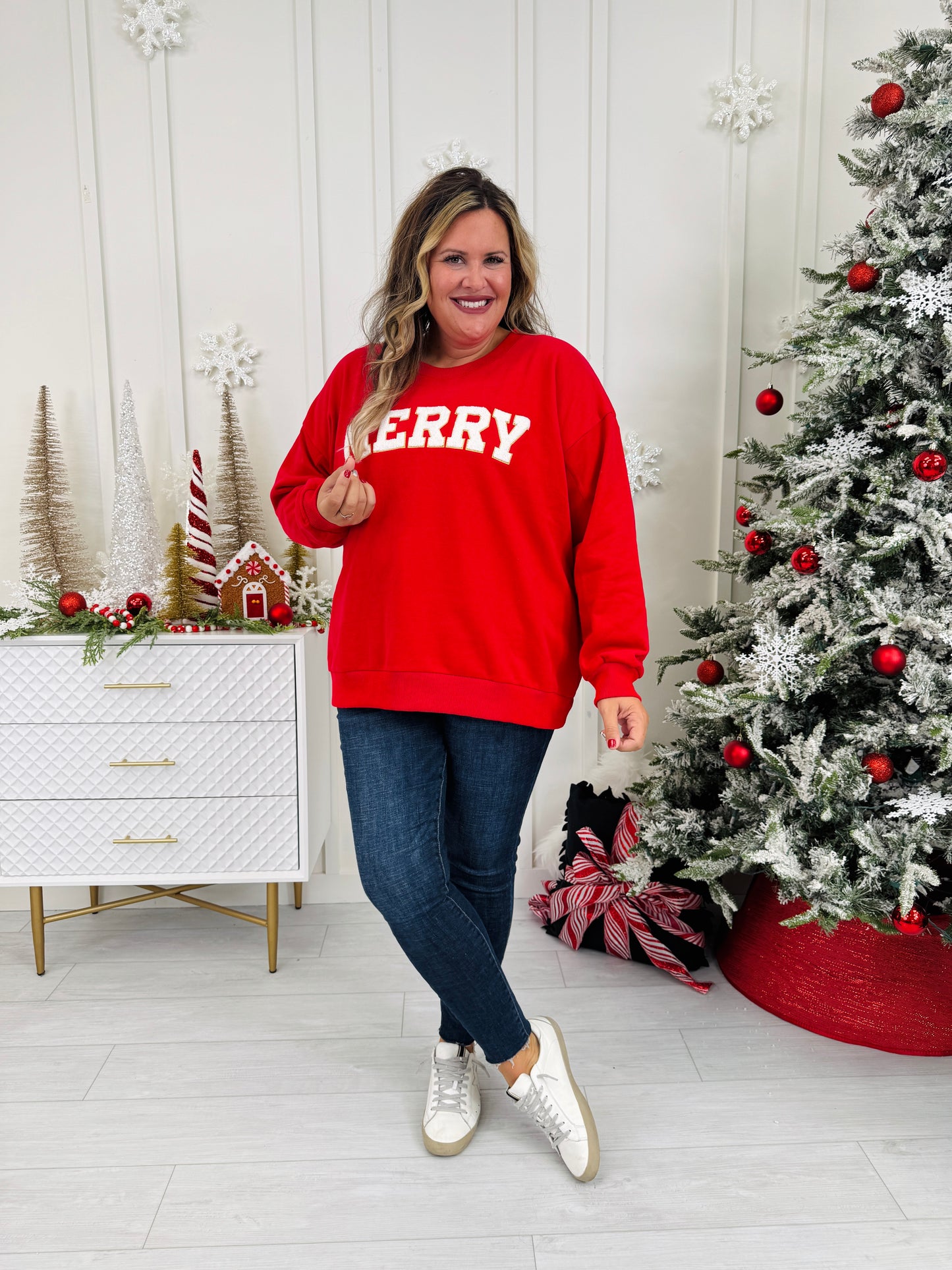Merry Chenille Patch Crewneck Sweatshirt
