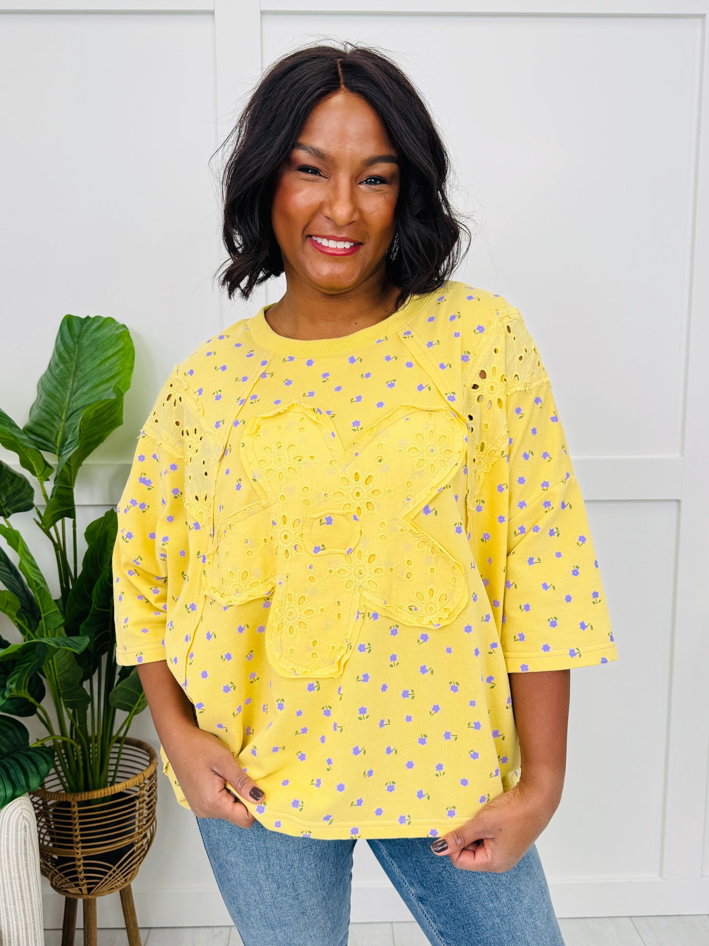 Bold Blossom Top In Yellow