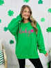 Pink Lucky Clover Puff Graphic Crewneck Sweatshirt