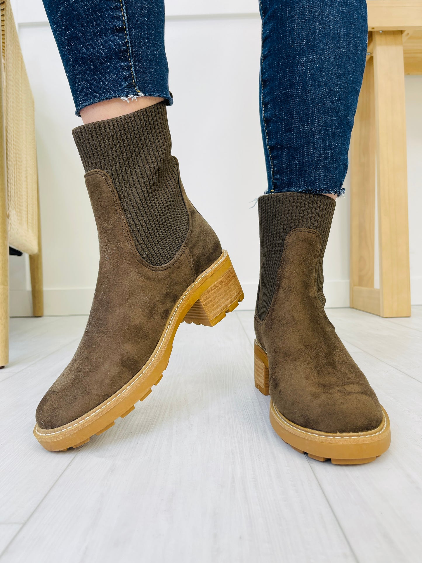 Finding My Direction Booties In Olive