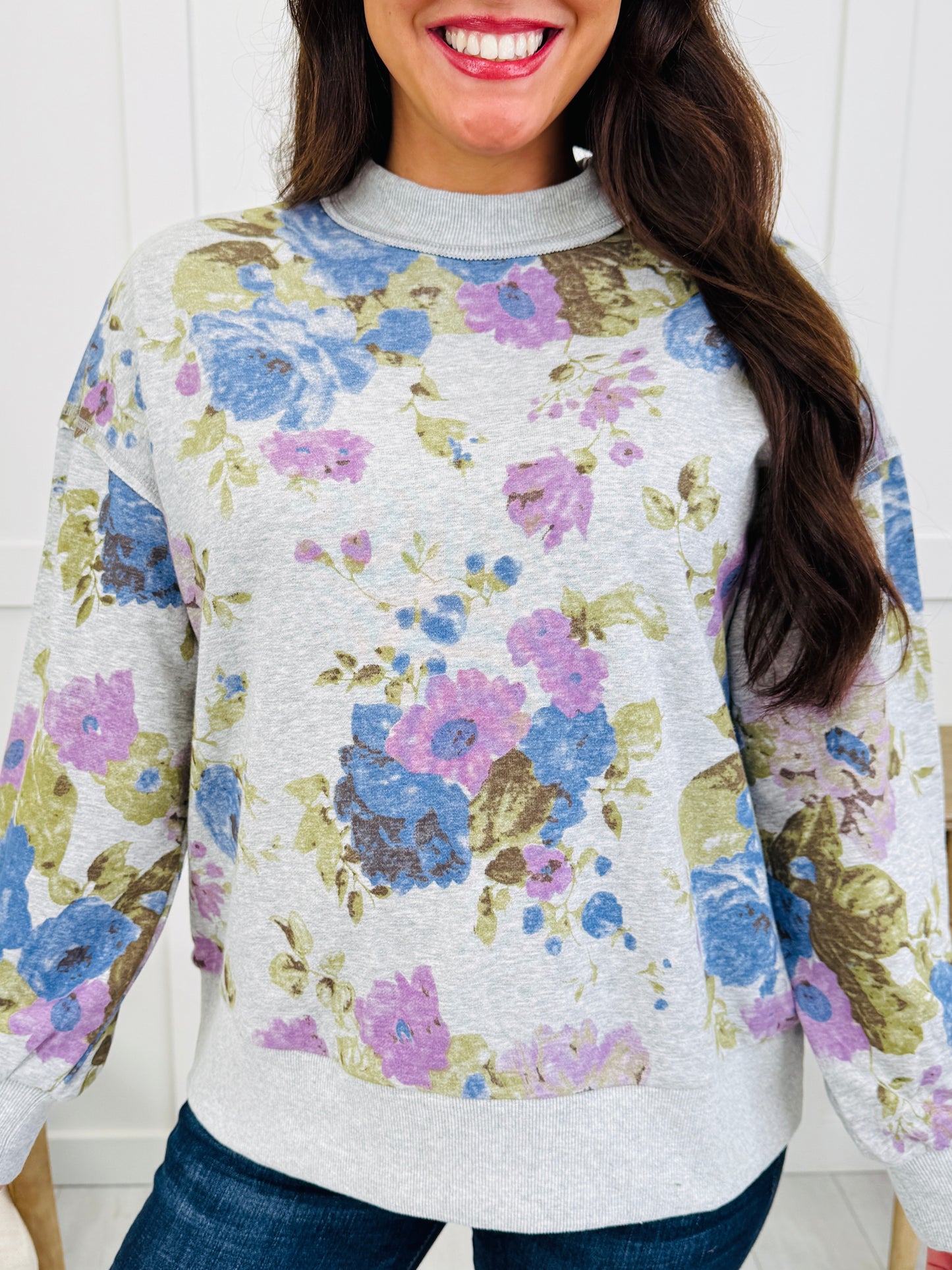 Sunday Blooms Top In H Gray Mix