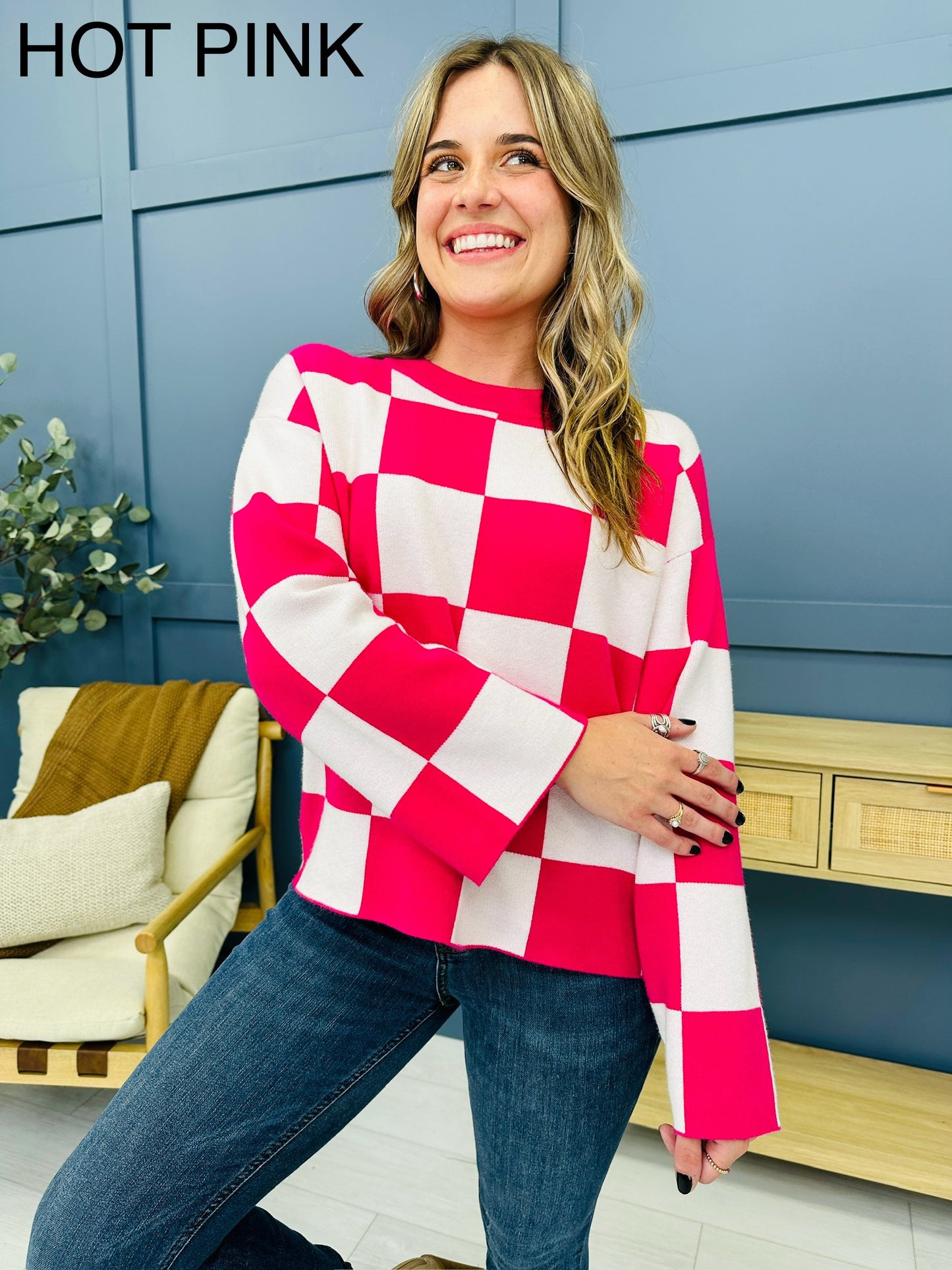 REG/CURVY Come Check This MOCO Exclusive Design Checkered Sweater- Multiple Colors!