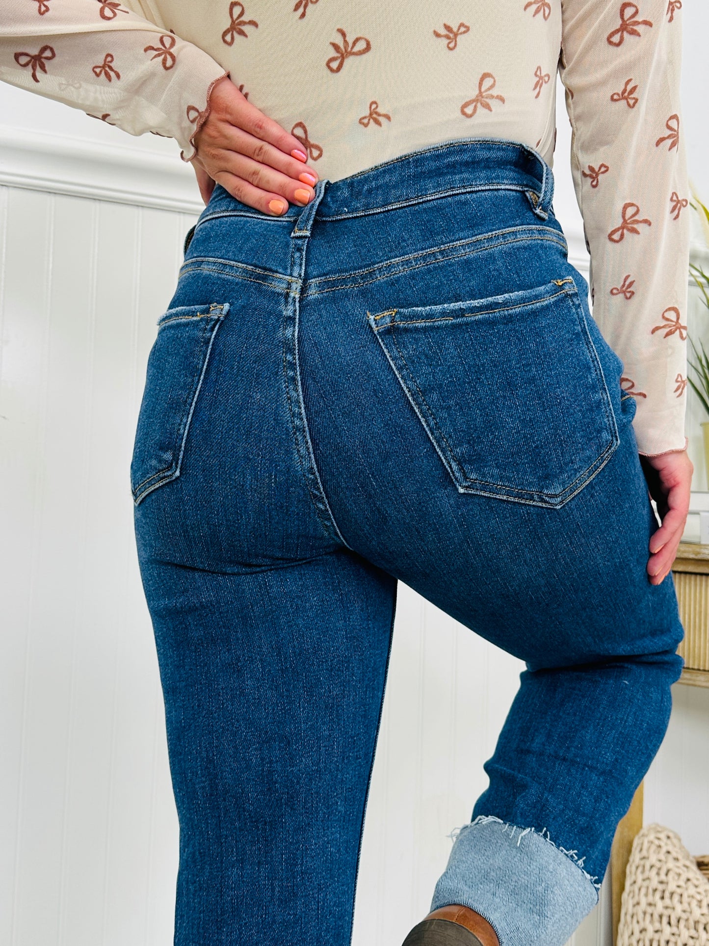 Stay Cuffed Tummy Control Mom Jeans