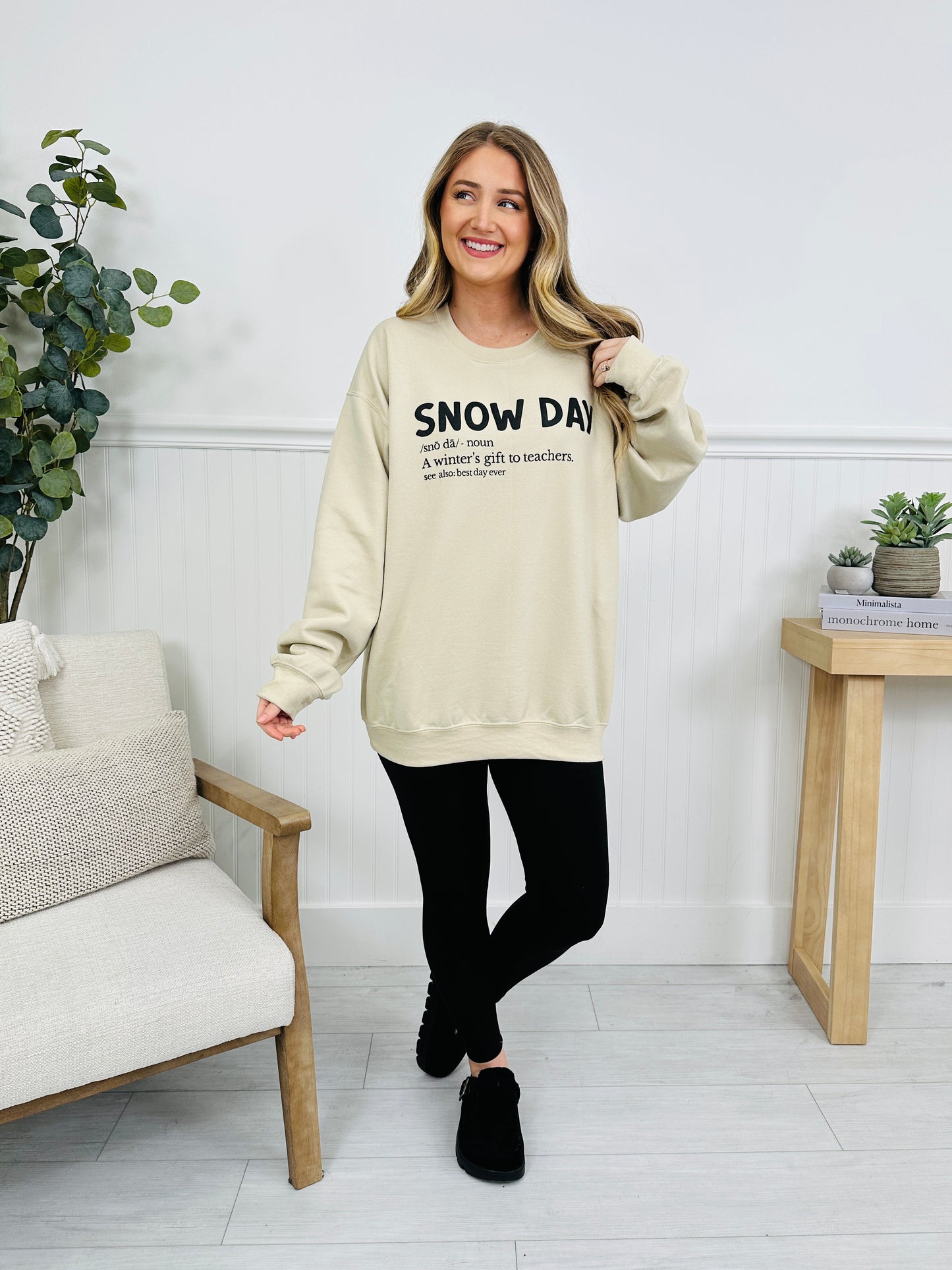 Teacher Snow Day Graphic Crewneck Sweatshirt