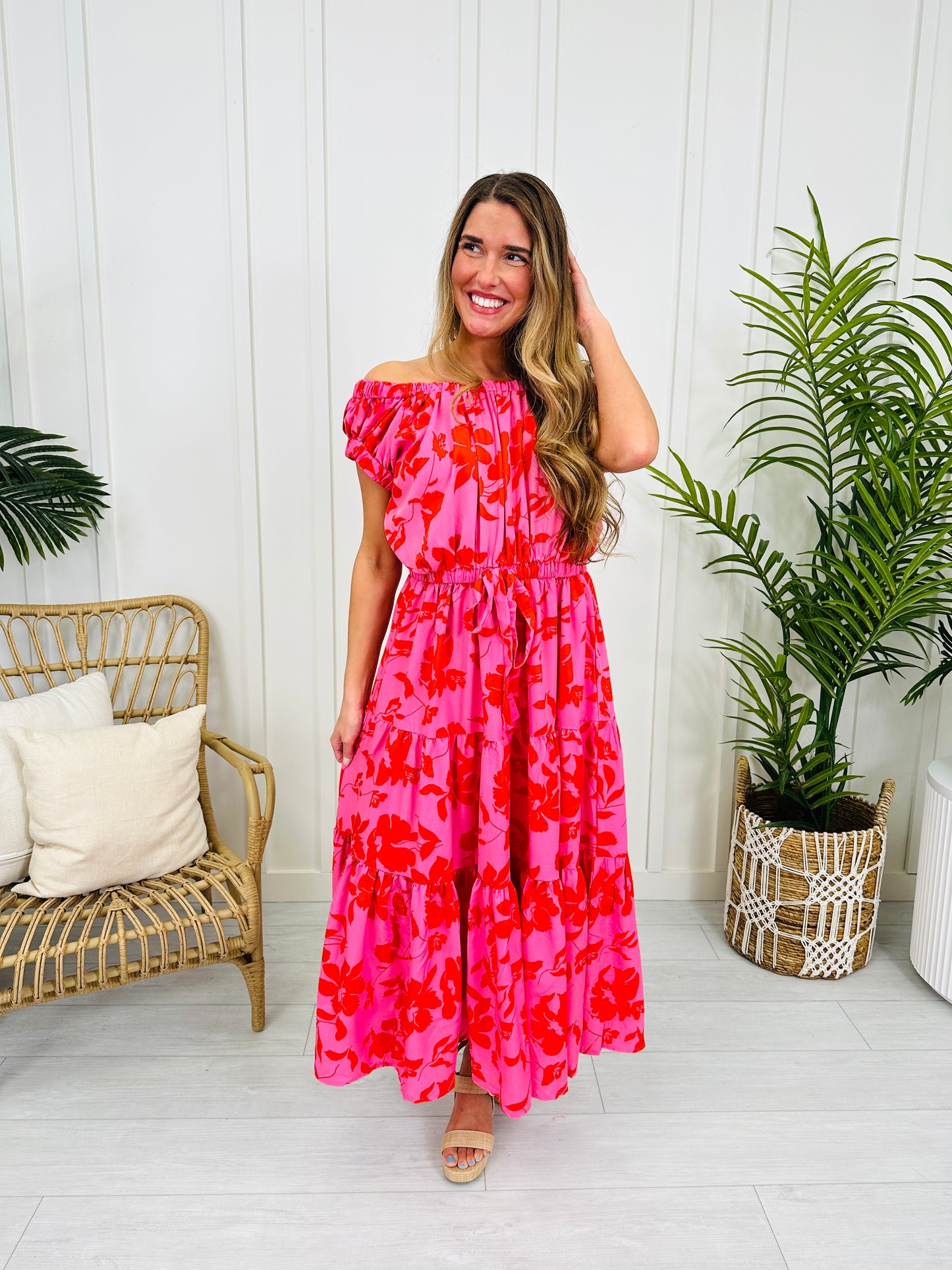 Blossom Breeze Dress in Pink Red