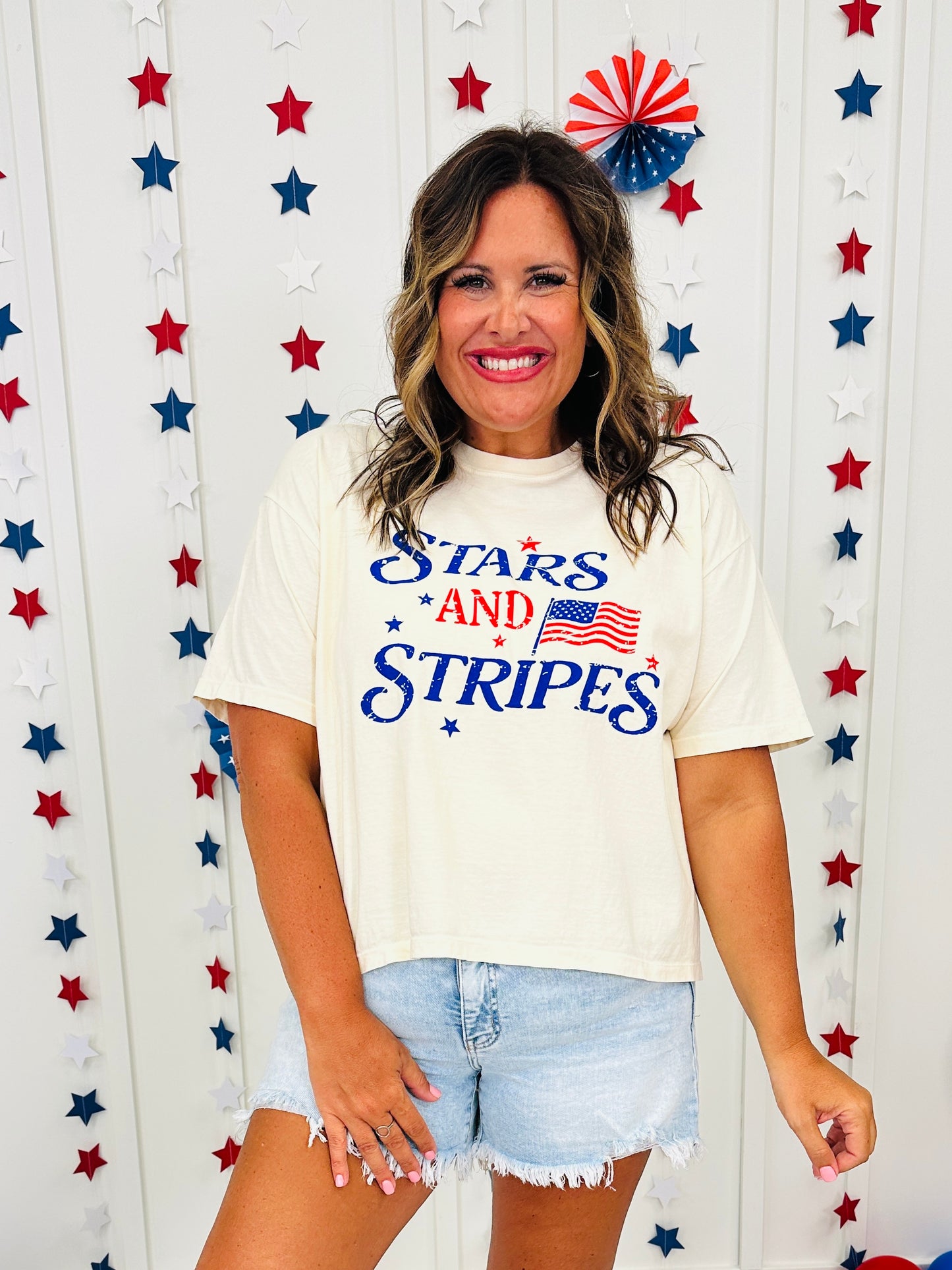 Stars And Stripes Boxy Graphic Tee