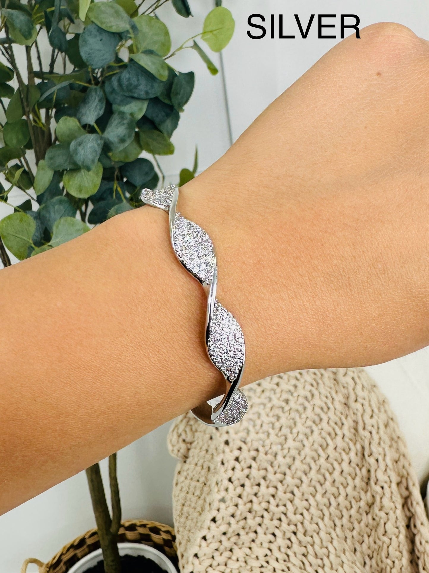 Crystal Twisted Cuff Bracelet- Multiple Colors!