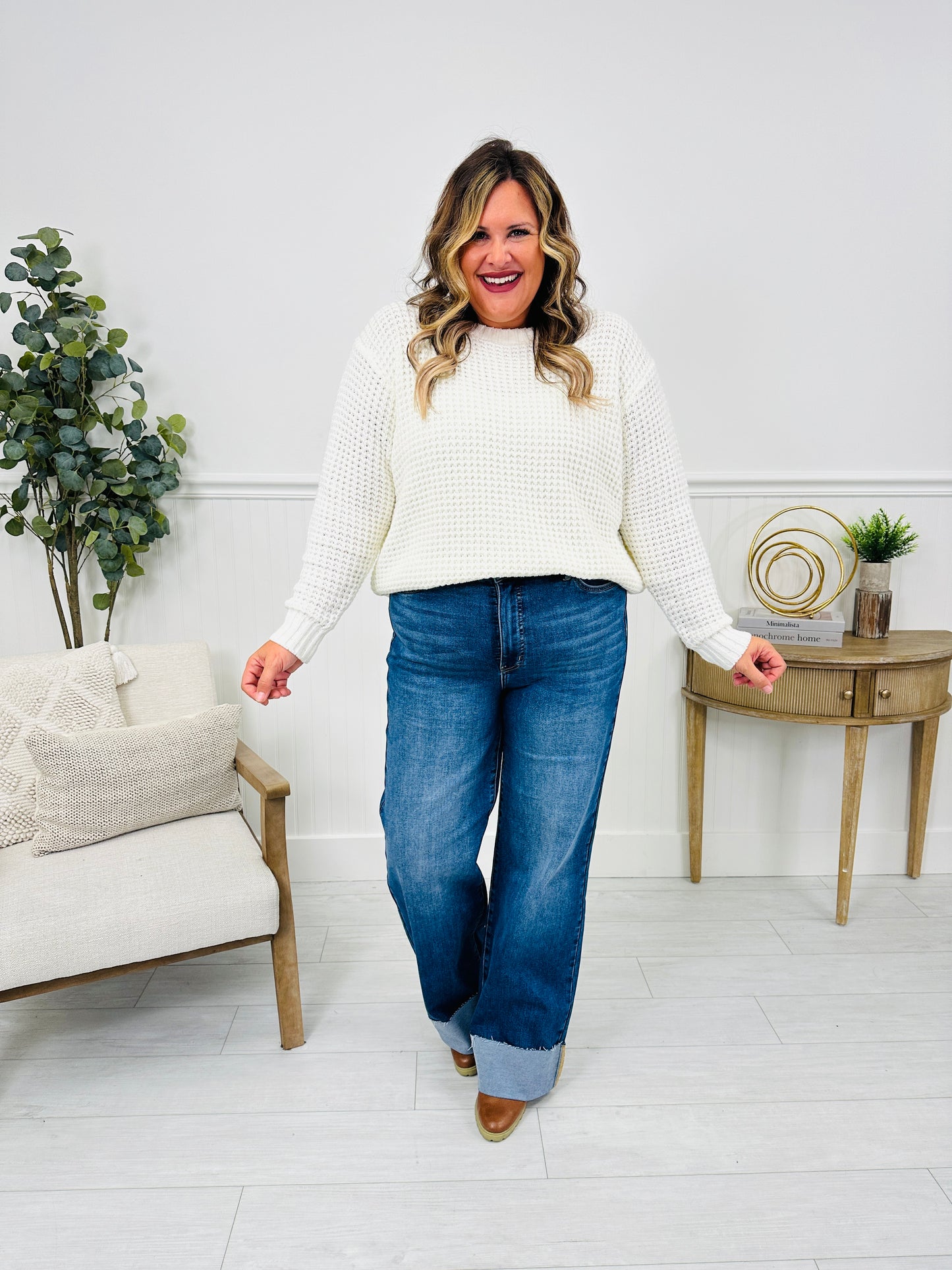 Made For Me Tummy Control Wide Leg Cuffed Jeans in Multiple Inseams