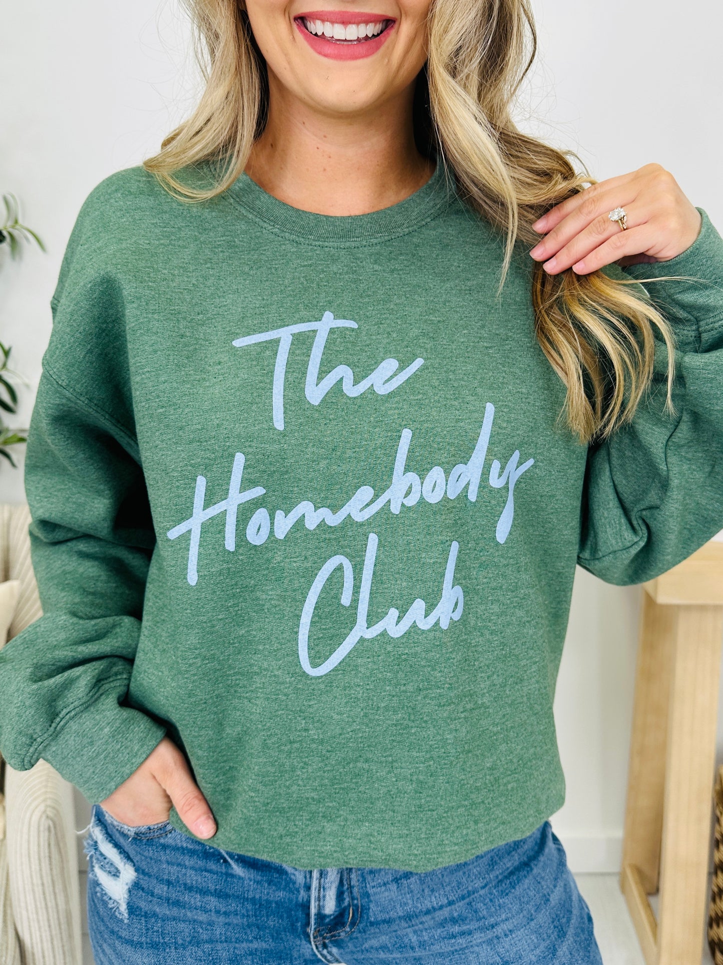 The Homebody Club Graphic Crewneck Sweatshirt in Multiple Colors