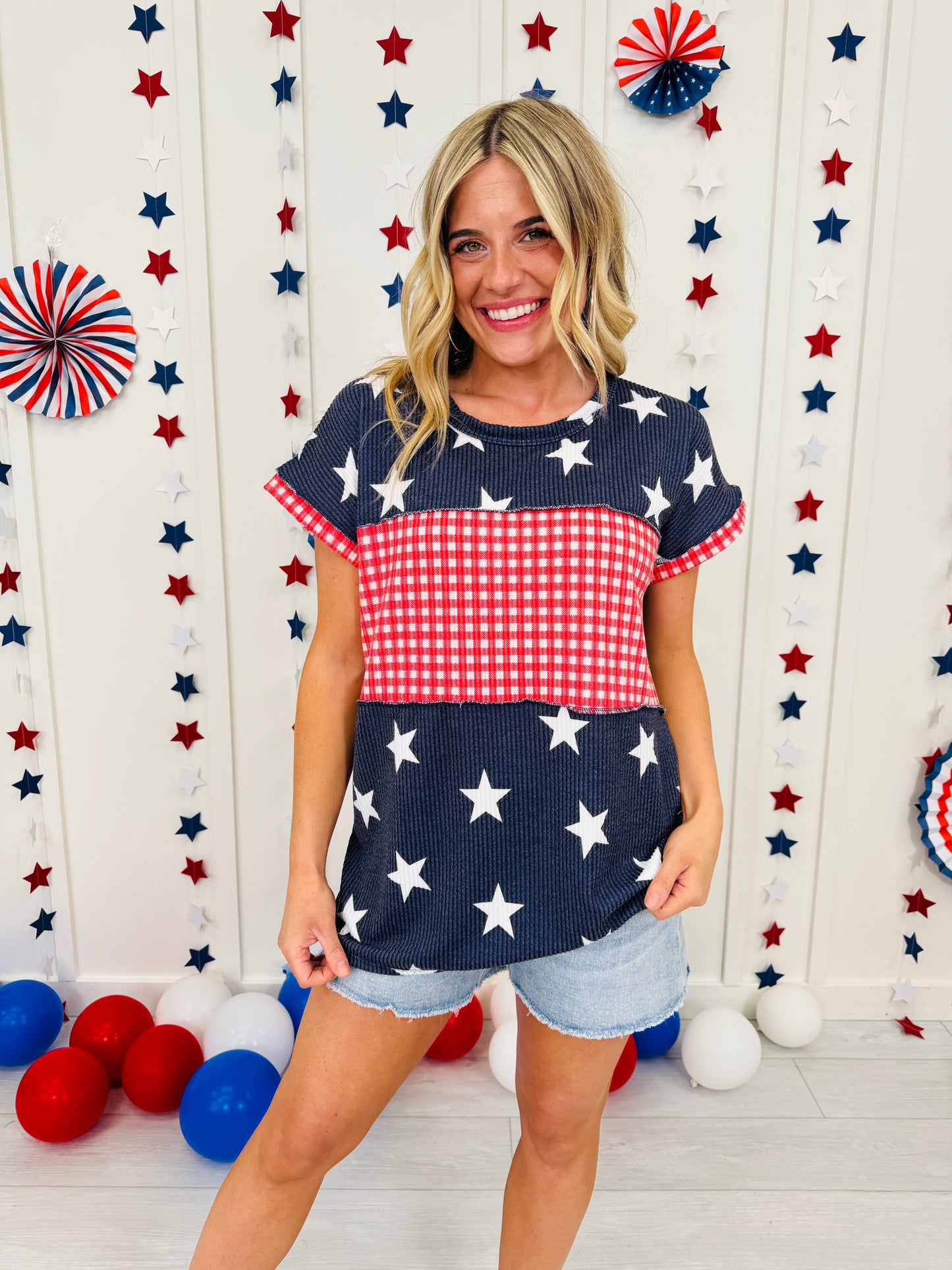 Red, White, and Cute Top in Multiple Colors
