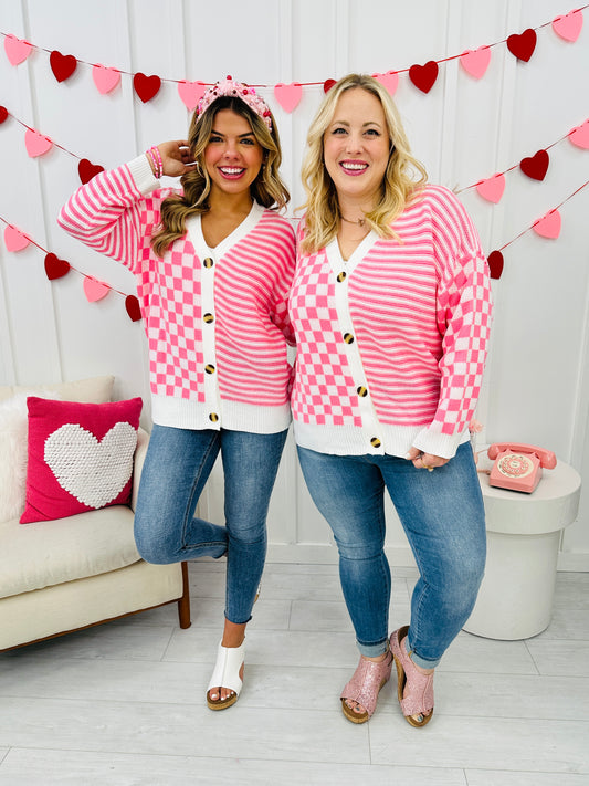 Hearts In Check Cardigan