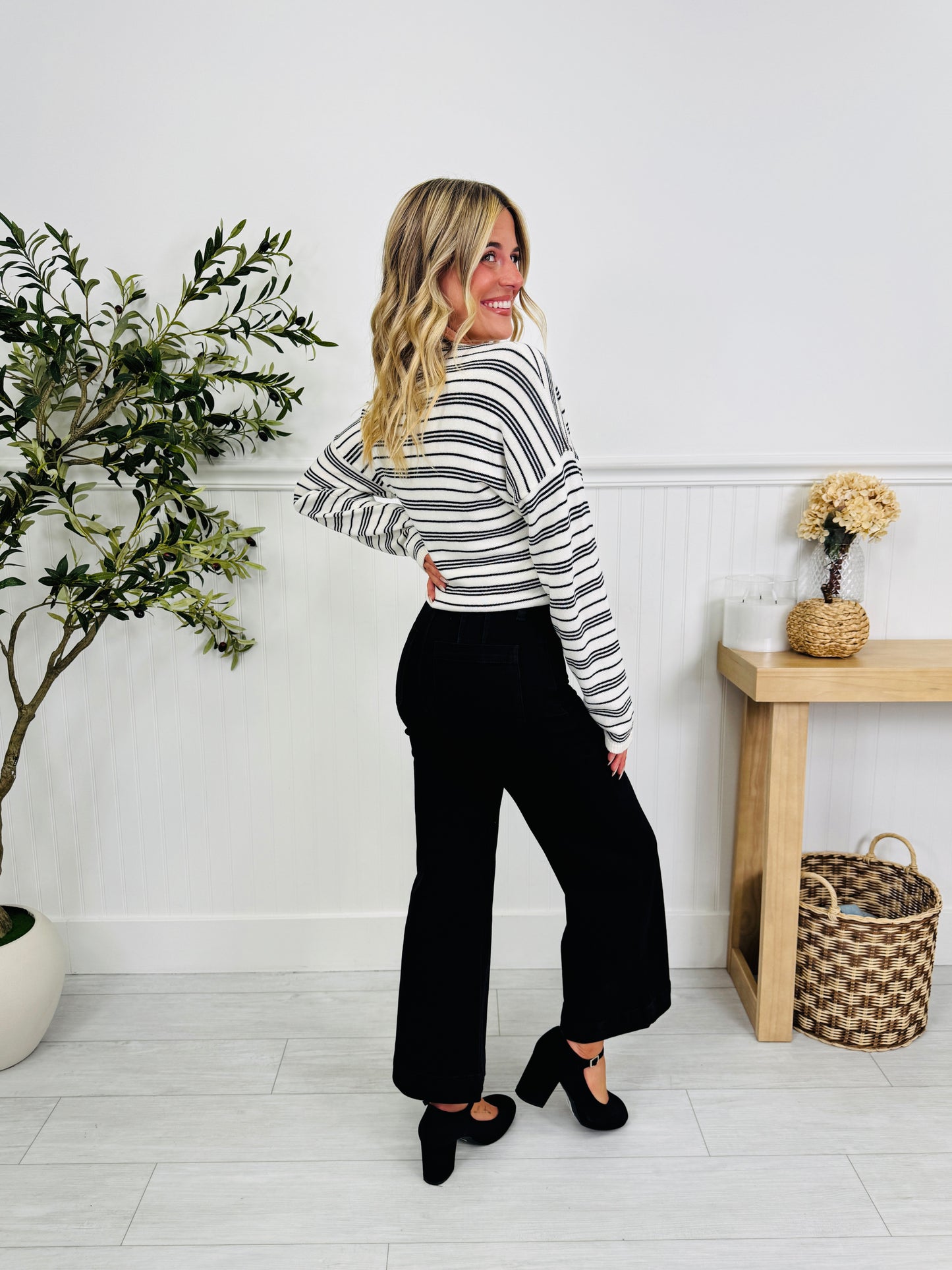 Black To Basics Tummy Control Cropped Wide Jeans In Multiple Inseams
