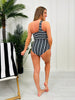High Rise Reversible Swim Bottoms In Black/White Stripe
