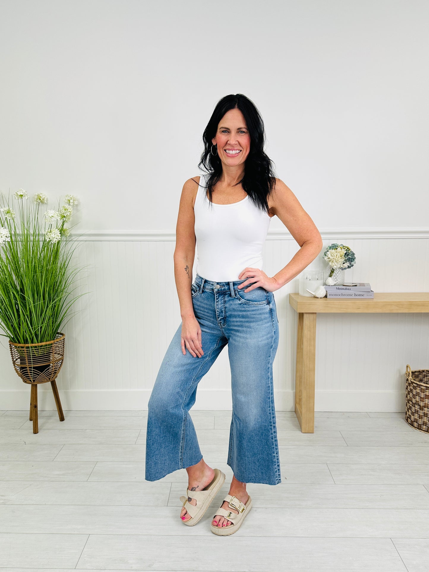 Easy Everyday Cropped Palazzo Tummy Control Jeans