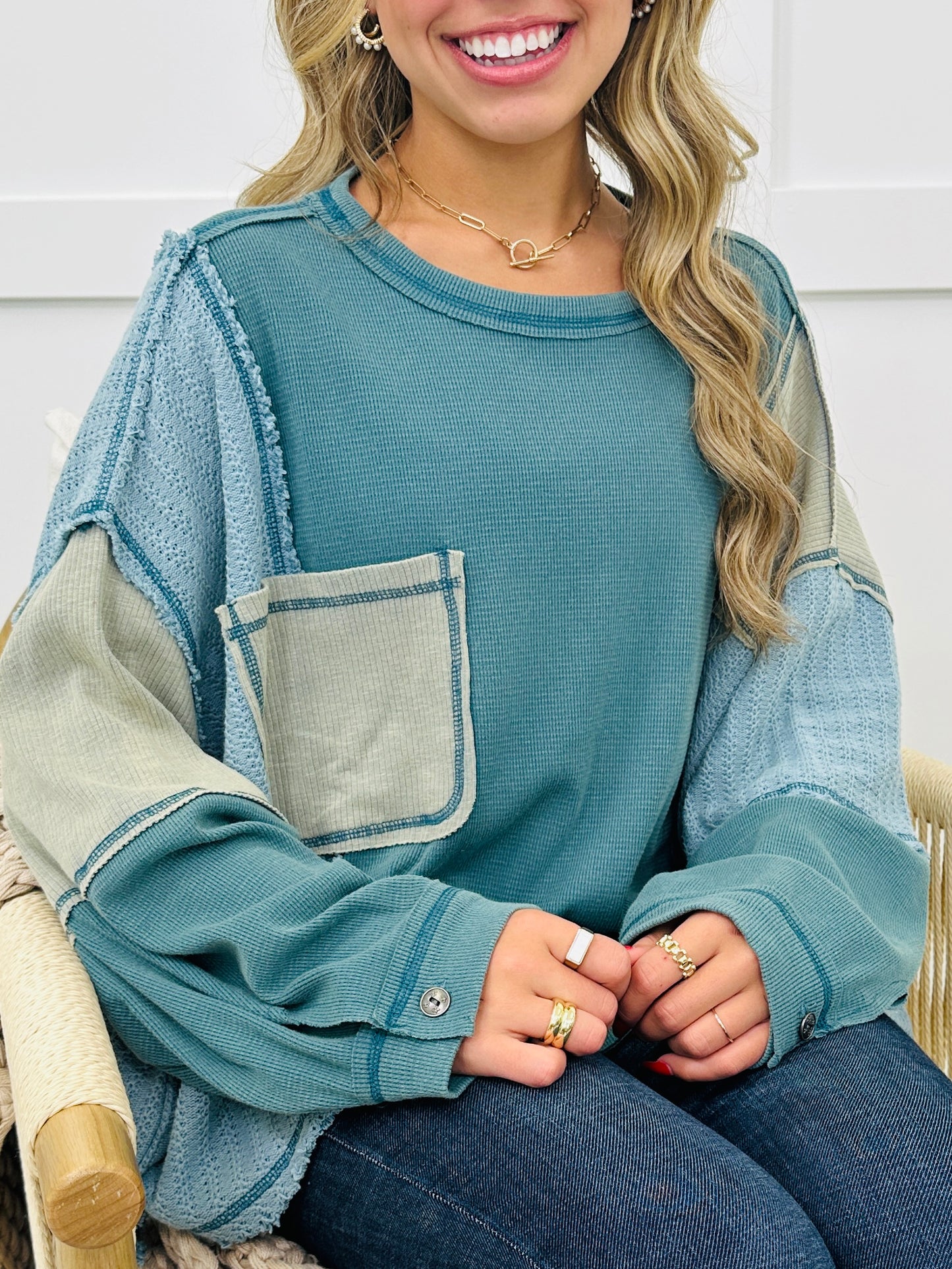 Twilight Delight Long Sleeve Top in Teal