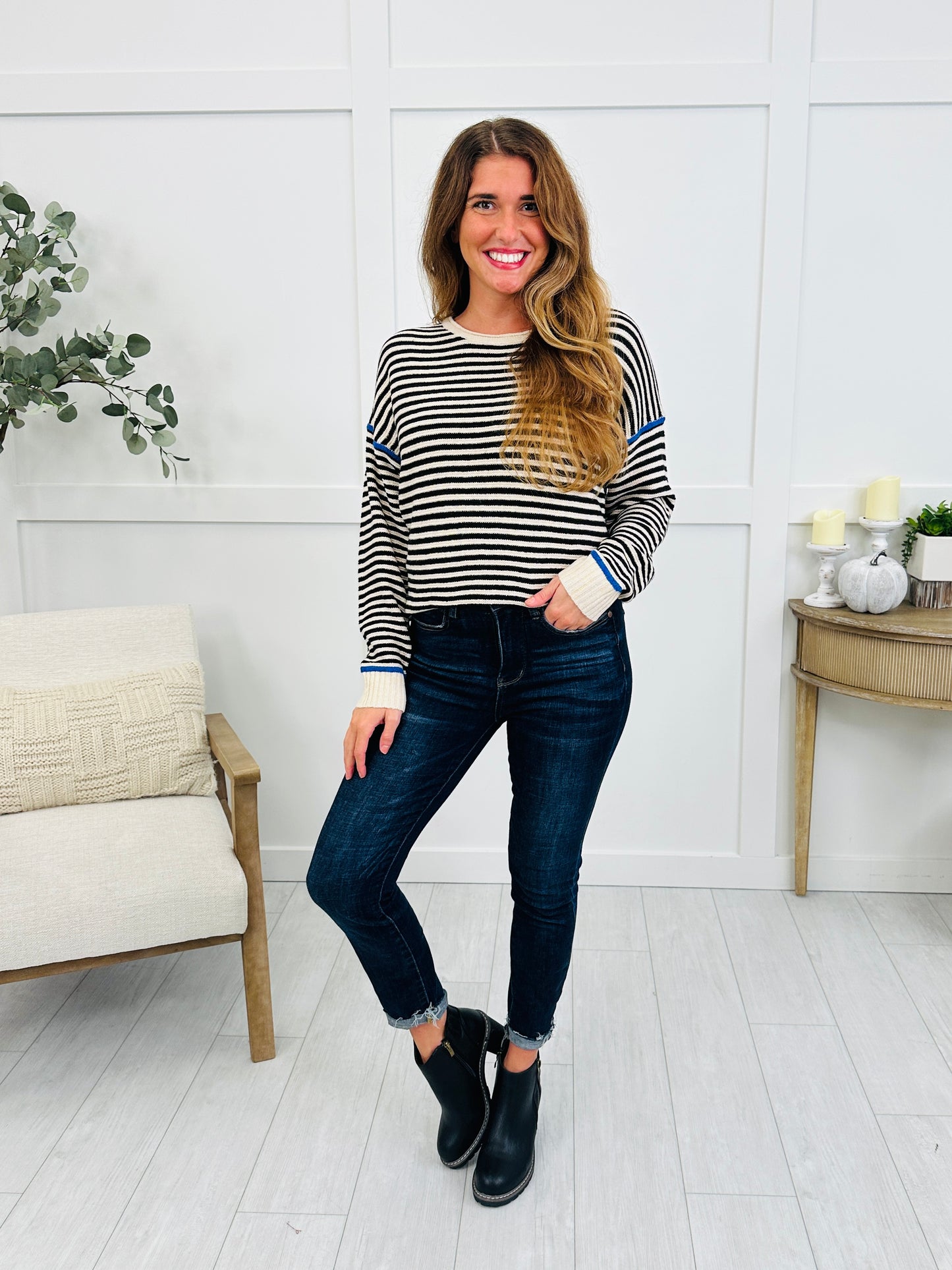 The Blackberry Lane Sweater In Black/Blue