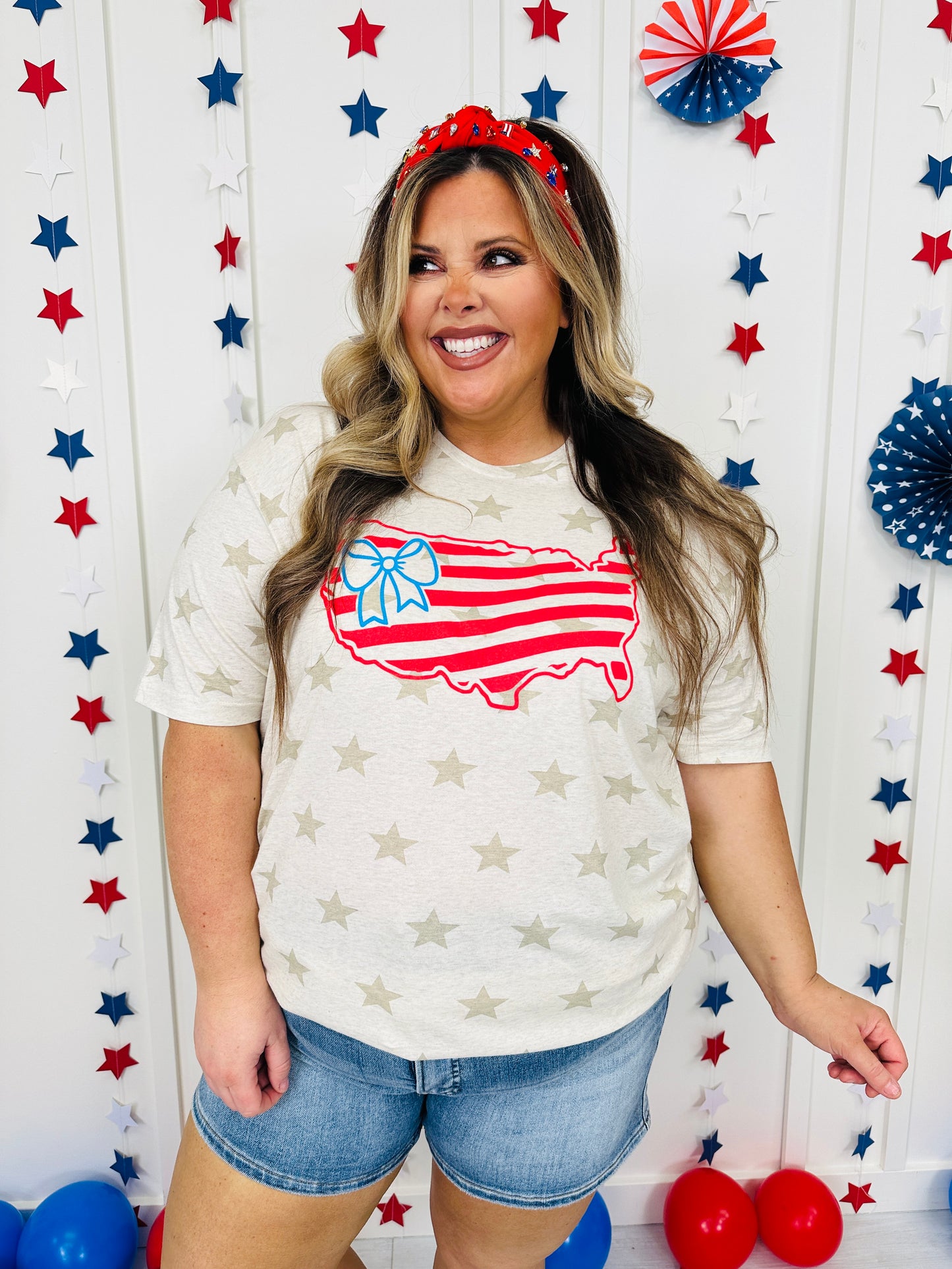 Bow And Stripes United States Graphic Tee