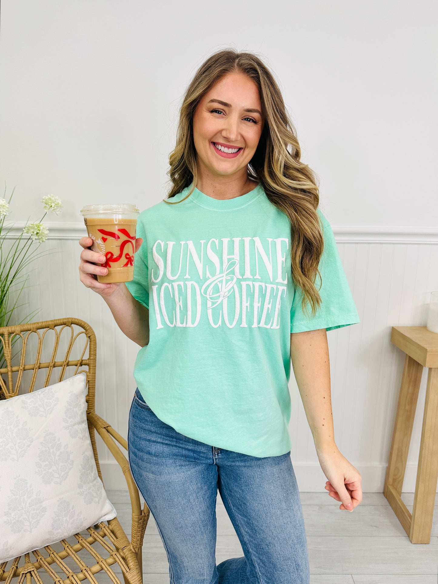 Sunshine And Iced Coffee Graphic Tee in Multiple Colors