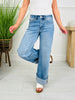 Off The Cuff Wide Leg Cuffed Tummy Control Cropped Jeans