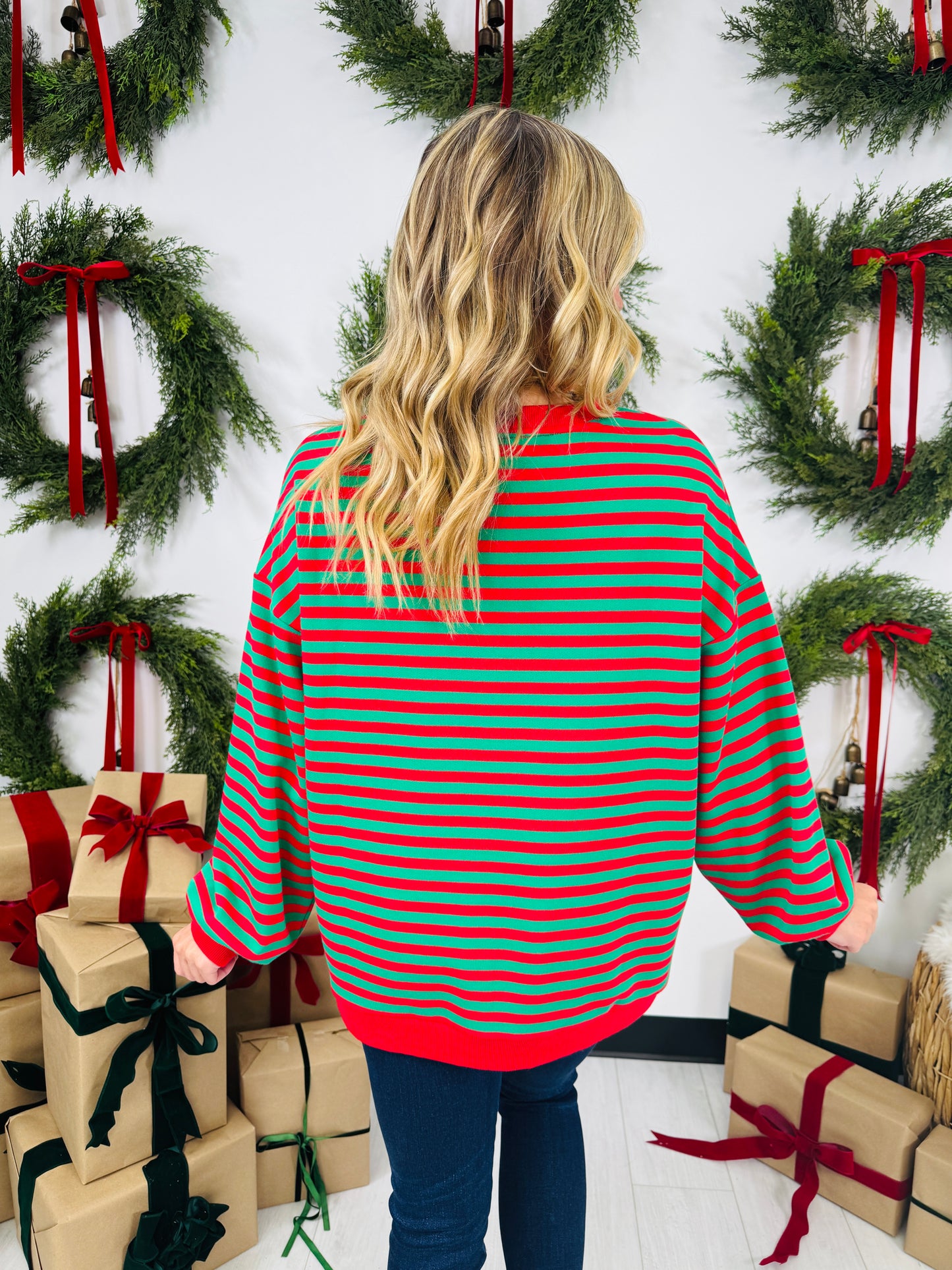 Striped With Cheer Pullover