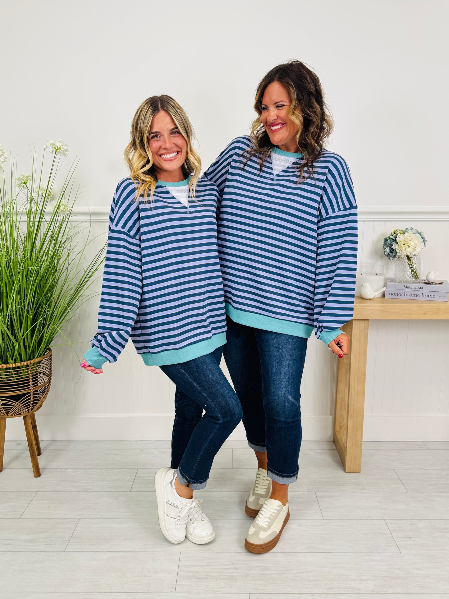 Stripe Story Pullover In Navy