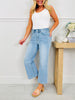 Pearl Pop Cropped Wide Leg Tummy Control Jeans