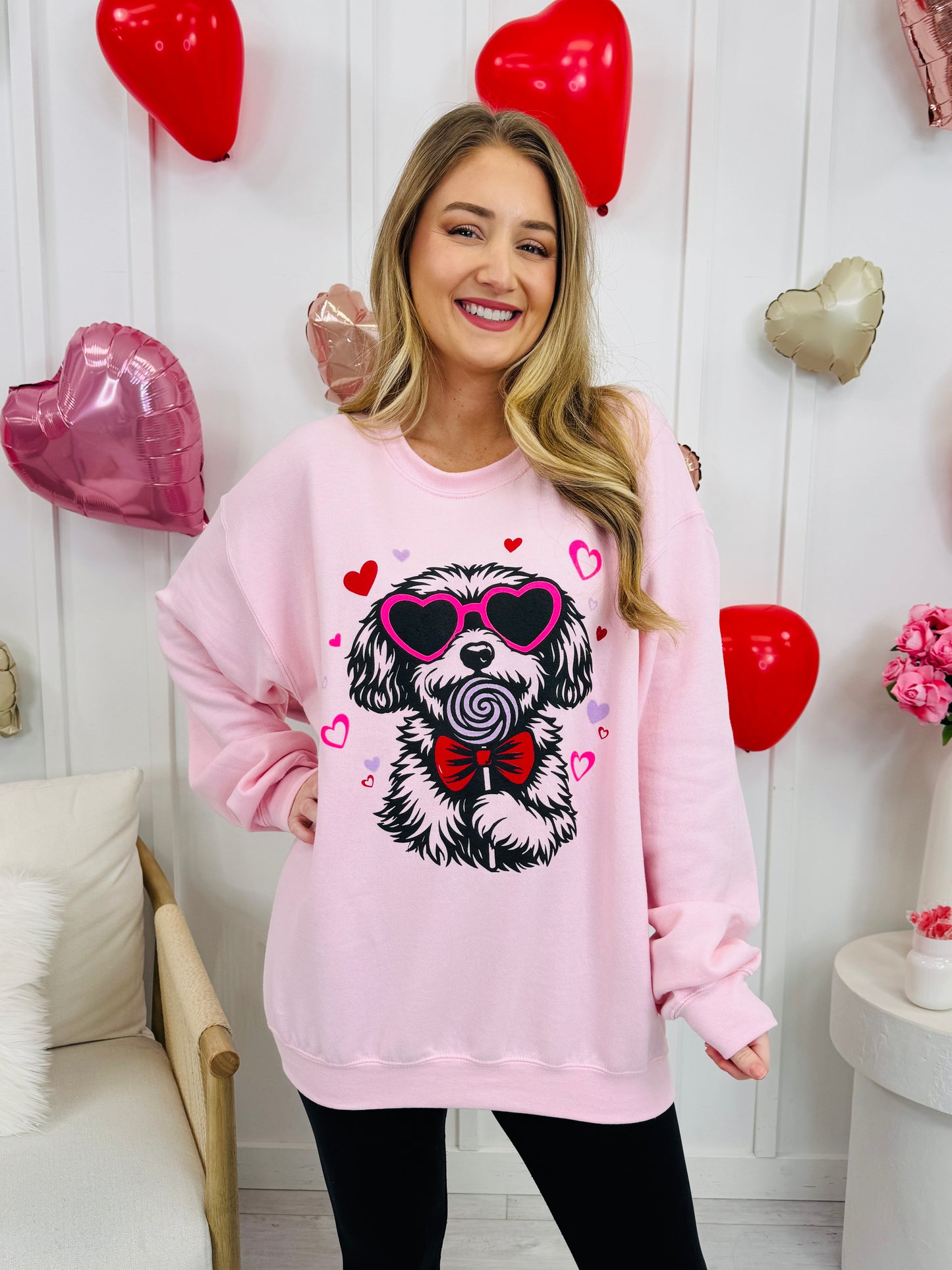 Dogs and Lollipops Graphic Crewneck Sweatshirt