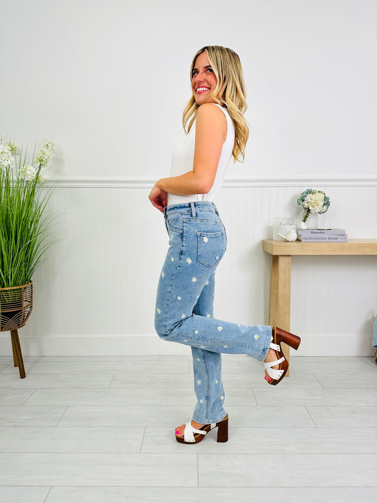 Dreaming of Daisies Tummy Control Straight Jeans