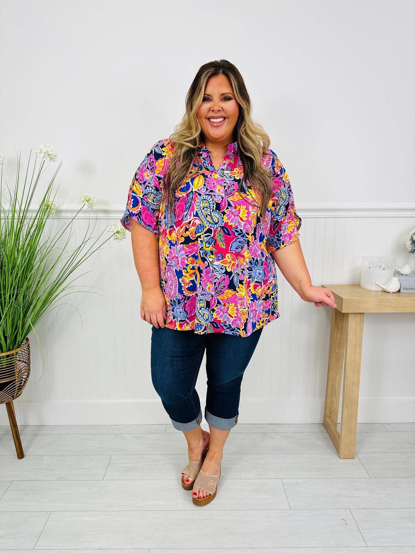 Radiate Sunshine Top in Siesta Key Print