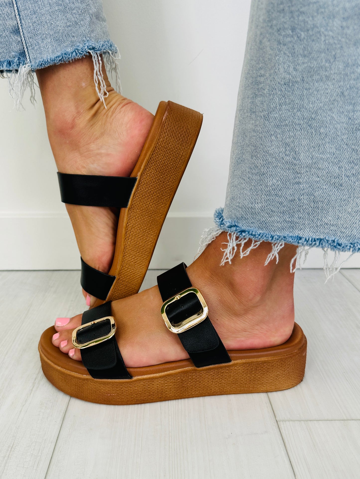 Buckled Babe Sandals In Black