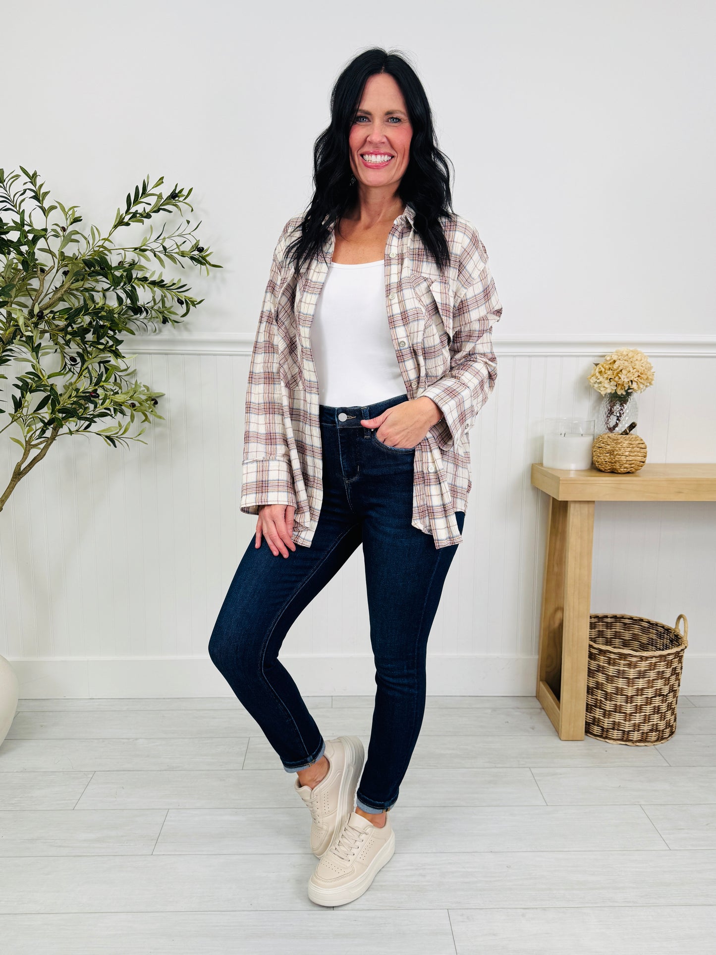 Fall for Plaid Top In Cream