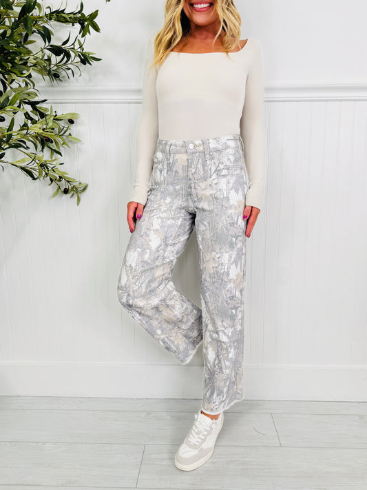 Keep It Camo Tummy Control Barrel Jeans