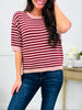 Sunday Stroll Stripe Top In Burgundy