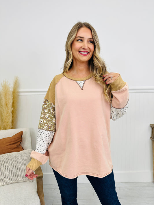 Pieced Back Together Top in V Rose