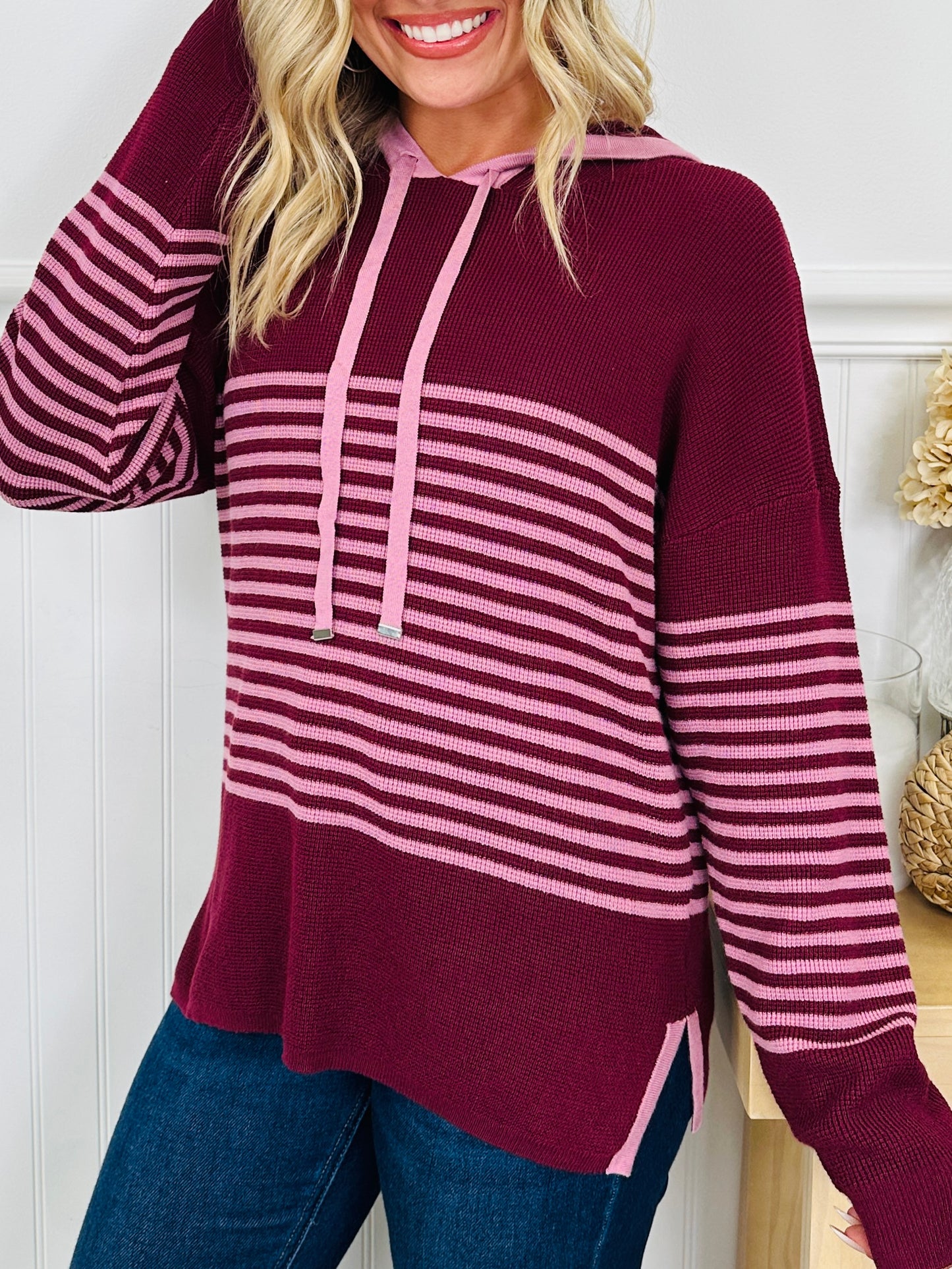 Worth The Stripe Top In Wine