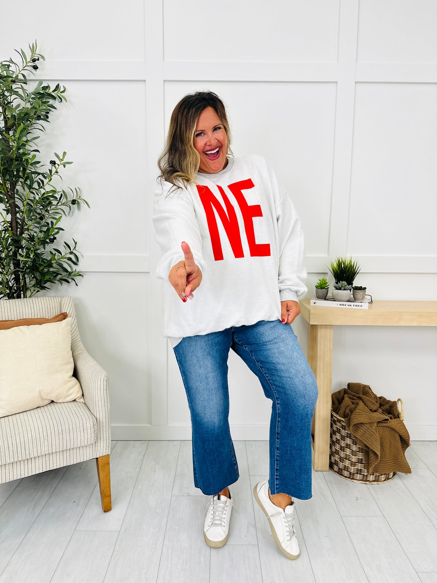 Nebraska Reversible NE Graphic Crewneck Sweatshirt