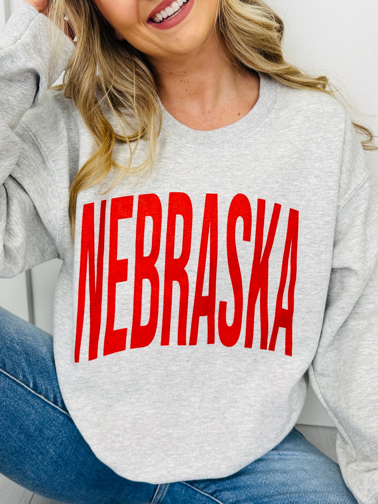 Nebraska Reversible NE Graphic Crewneck Sweatshirt