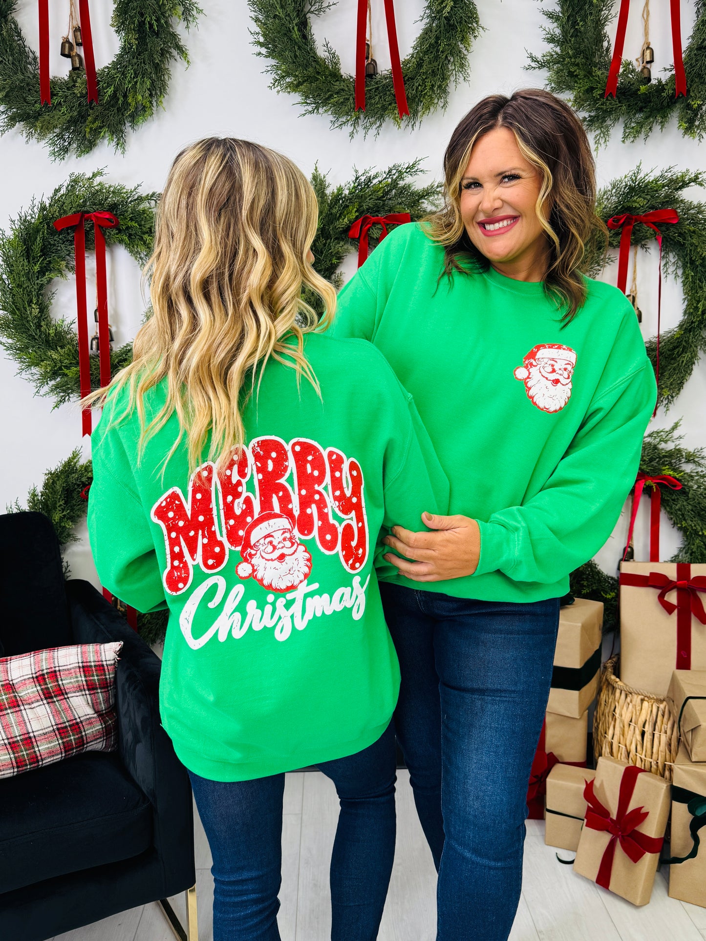 Vintage Merry Christmas Santa Graphic Crewneck